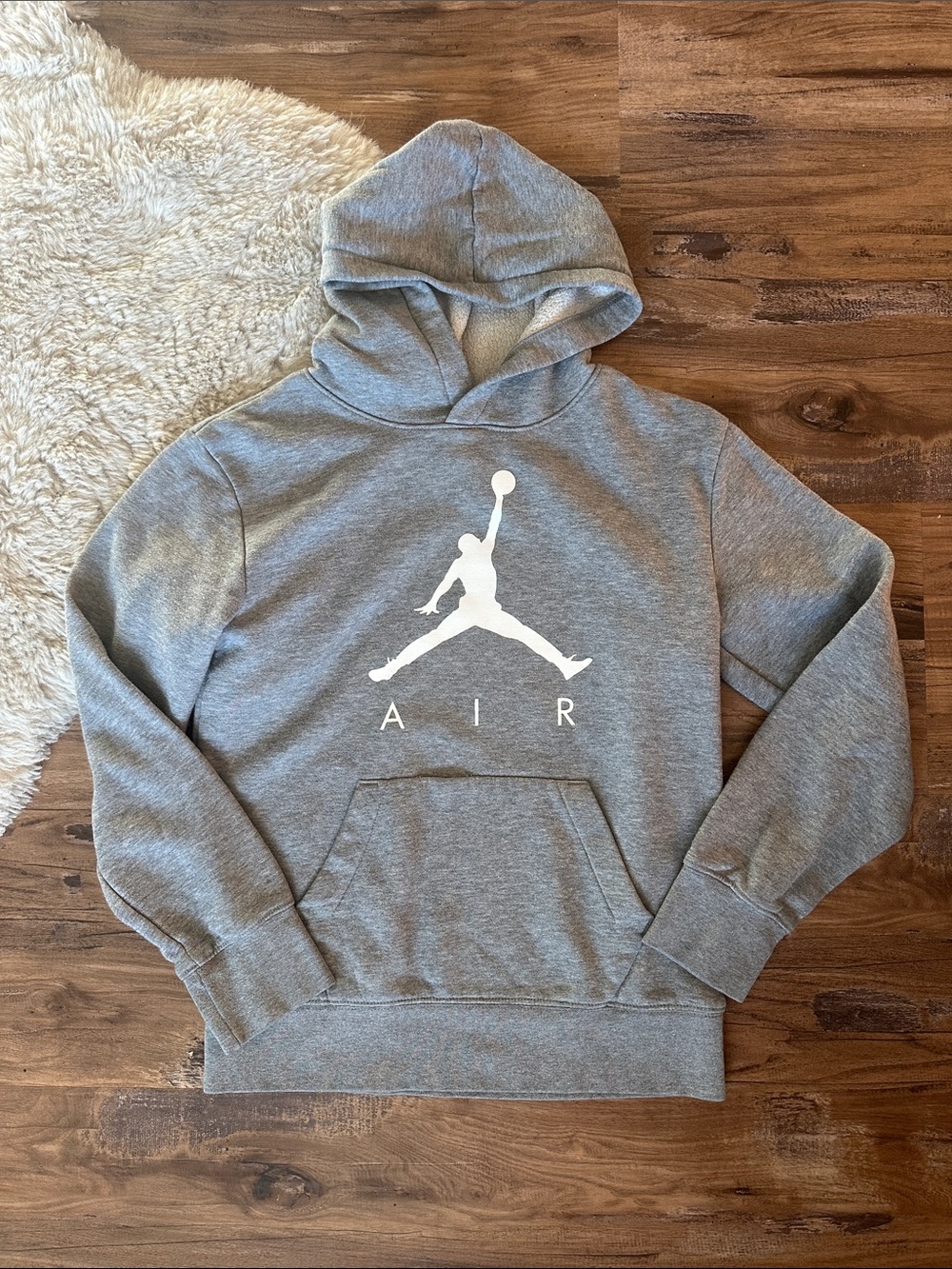 Jordan Gray Crewneck Hoodie with White Jumpman Logo